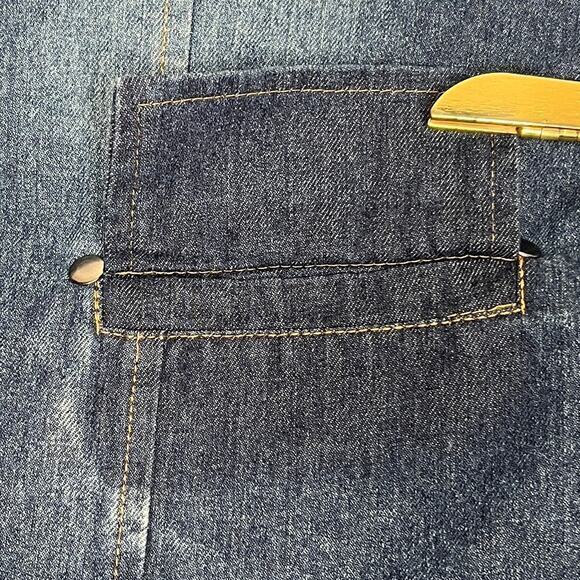 Vintage Longline Denim Vest Snap Front Notched‎ Collar Pockets - Picture 7 of 8